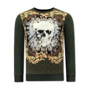 Sweater Tony Backer Print Skull Strass