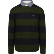 Sweater Gant Heavy Rugger Shield Longsleeve Polo Streep Navy Groen