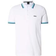 Polo Shirt Korte Mouw BOSS Paddy Piqué Polo Shirt Open White/Blue