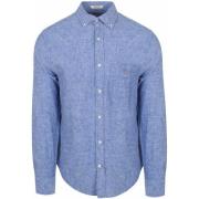 Overhemd Lange Mouw Gant Overhemd Linnen Blauw