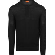 Sweater Suitable Crew Zip Merino Zwart
