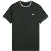 T-shirt Korte Mouw Fred Perry Twin Tipped T-Shirt Night Green/Snow Whi...