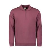 Polo Shirt Lange Mouw No Excess Polo Zip Trui Dark Wine