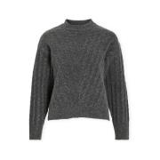 Trui Vila Relli Highneck Knit - Dark Grey Melange
