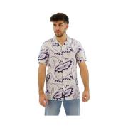 Overhemd Korte Mouw Superdry Chemise imprimée en lin à col ouvert