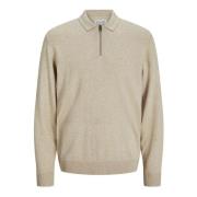 Trui Jack &amp; Jones 12268210 EMIL KNIT POLO-OATMEAL