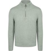 Sweater Suitable Slub Yarn Half Zip Trui Groen