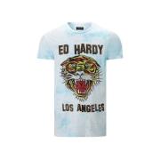 T-shirt Korte Mouw Ed Hardy Los Tigre T-Shirt Turquesa