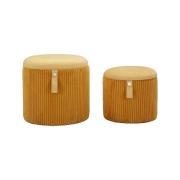Poefen Atmosphera Poufs Luxe contemporain jaune moutarde lot de 2