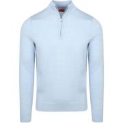 Sweater Suitable Merino Half Zip Trui Lichtblauw