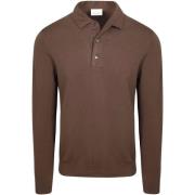 Polo Shirt Lange Mouw Profuomo Longsleeve Poloshirt Luxury Basic Bruin