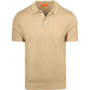 Polo Shirt Korte Mouw Suitable Knitted Polo Cotton Linen Beige