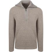 Sweater Suitable Deep Zip Pullover Boiled Wool Taupe