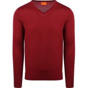 Sweater Suitable Merino Pullover V-Hals Donkerrood
