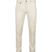 Broek Suitable Chino Linen Blend Ruiten Beige