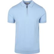 T-shirt Suitable Knitted Half Zip Polo Lichtblauw