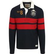 Polo Shirt Lange Mouw Superdry Rugby Polo Vintage Streep Navy/Rood
