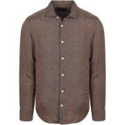 Overhemd Lange Mouw Marc O'Polo Overhemd Linnen Bruin