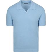 Polo Shirt Korte Mouw Suitable Polo Riva Bean Linen Cotton Lichtblauw