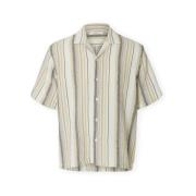 Overhemd Korte Mouw Selected Rlxcal Shirt - Egret/Brown Multi