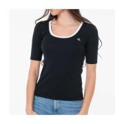 T-shirt Calvin Klein Jeans Camisetas Mujer Modèle Baby Rib Scoo