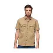 Overhemd Korte Mouw Superdry Chemise manches courtes militaire marron