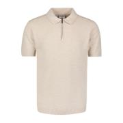 Polo Shirt Korte Mouw No Excess Half Zip Poloshirt Ecru