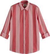 Scotch & Soda Overhemd Crinkled-stripe Rood heren