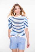 Geisha Pullover Stripes Ajour Wit dames