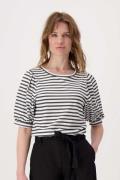 Zusss Top Pofmouw Streep Zwart dames