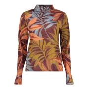 Geisha Top Print Lurex  Bordeaux Rood dames