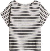 Opus Gestreept tricot overhemd Sostal in gebreide look  Blauw dames