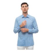 Casual Bladprint Overhemd met Lange Mouwen Kiton , Blue , Heren