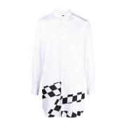Geruite Overhemd met Panelen Comme des Garçons , White , Heren