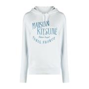 Lichtblauwe Katoenen Sweatshirt met Logo Print Maison Kitsuné , Blue ,...