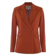 Stijlvolle dubbelrijige viscose jas Kocca , Orange , Dames