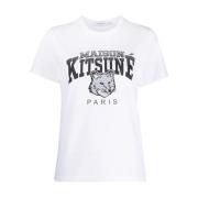 Logo Katoenen T-shirt in Wit Maison Kitsuné , White , Dames