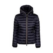 Iconische Korte Fit Hooded Gewatteerde Jas Save The Duck , Black , Dam...