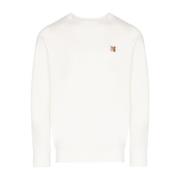 Witte Sweater met Logo Borduursel Maison Kitsuné , White , Heren