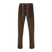 Katoenen/lyocell ribfluwelen broek Eleventy , Brown , Heren