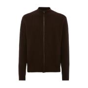 Bruine Wol Kasjmier Rits Turtleneck Trui Boglioli , Brown , Heren