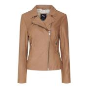 Biker Leren Jas Nappalon Skind 100097 Btfcph , Beige , Dames