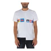 Asymmetrisch Border T-Shirt met Pixel Print Comme des Garçons , White ...