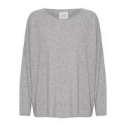 Ronde Hals Gebreide Kleding Part Two , Gray , Dames