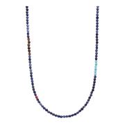 Faceted Dumortierite Necklace with Tiger Eye and Turquoise Nialaya , B...