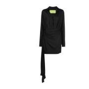 Zwarte zijden jurk met gedrapeerd detail Gauge81 , Black , Dames