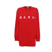 Trainingsshirt, Rood Langemouw met Logo Print Marni , Red , Dames