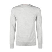 Fijne Merino-Zijde Crewneck Sweater Eleventy , Gray , Heren