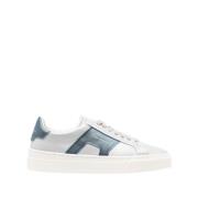 Dubbele gesp metallic leren sneakers Santoni , White , Dames