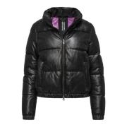 Gewatteerde Leren Jas Elly BomBoogie , Black , Dames